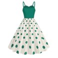 thumbnail image 4 of TSADFHJI Jupes pour Femmes Hiver Rétro Bretelles avec Enveloppe de Poitrine et Patchwork à Pois Robe Décontractée Ourlet de Fête TG Vert, 4 of 8