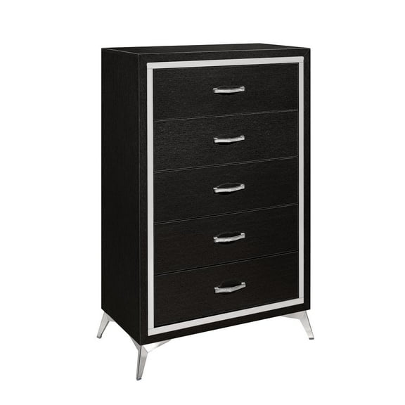 New Classic Furniture Huxley Solid Wood 5-Drawer Chest in Black