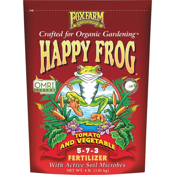 FoxFarm Happy Frog Garden Tomato and Vegetable Soil Dry Plant Fertilizer Mix for Outdoor Organic Plant and Garden Care, 4 Pound Bag FX14690