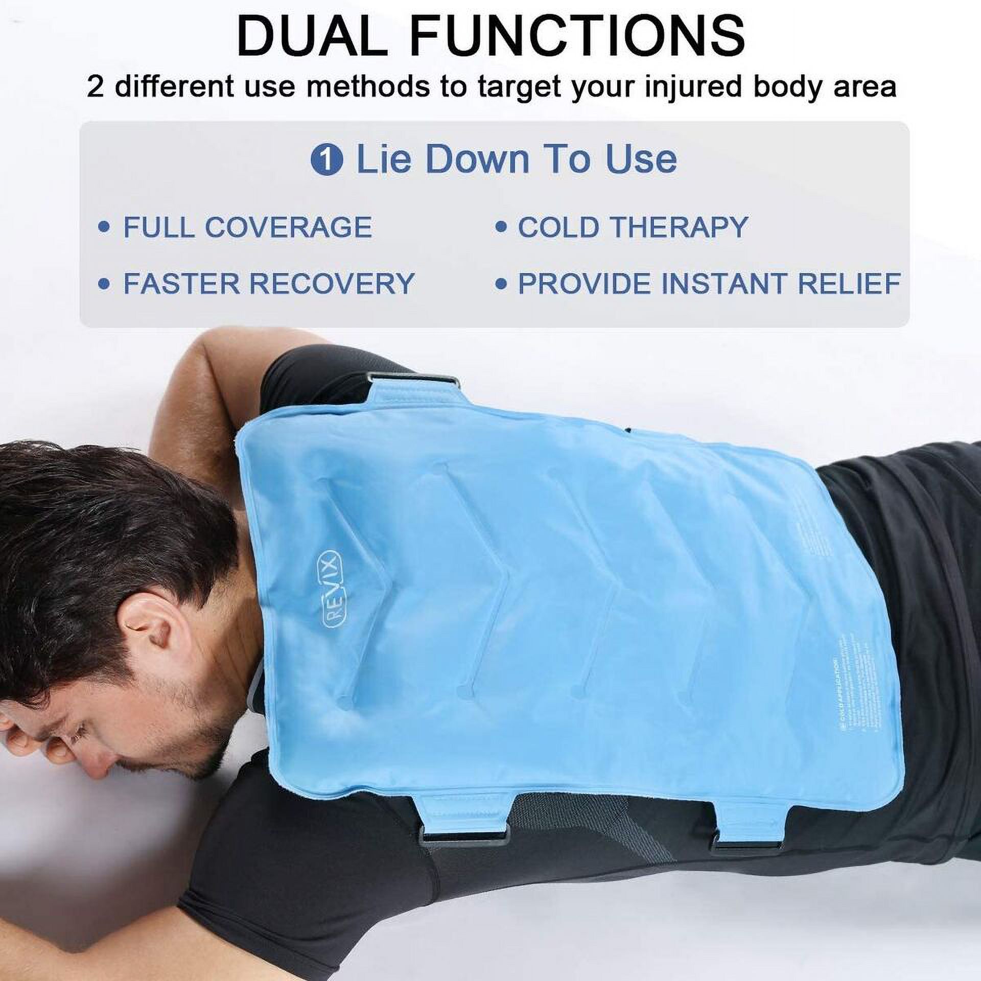 REVIX Full Back Ice Pack Reusable Gel Cold Pack for Joint Muscle Pain with Strap, XXL REX119