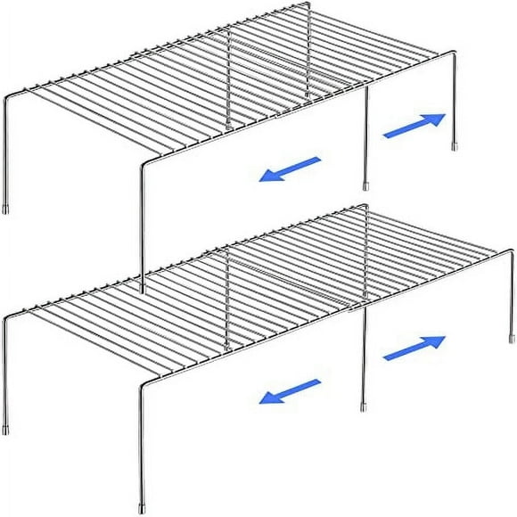 Tomorotec Organizador de Cocina Expandible de Acero Inoxidable, Organizador de Especias, Estante Resistente a Prueba de Óxido, Ajustable y Duradero, Ahorra Espacio, Cajón de Encimera, Gabinete, 2 Pzas