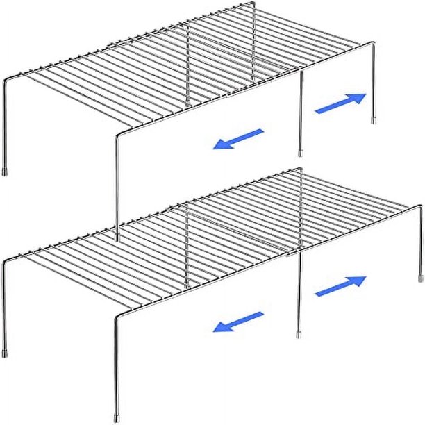 Tomorotec Organizador de Cocina Expandible de Acero Inoxidable, Organizador de Especias, Estante Resistente a Prueba de Óxido, Ajustable y Duradero, Ahorra Espacio, Cajón de Encimera, Gabinete, 2 Pzas