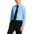 thumbnail image 5 of Boys' Long Sleeve Dress Shirts Classic Collared Button Down Shirt Solid Color School Uniform Top and Tie Set with Chest Pocket, 5 of 6