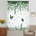 thumbnail image 3 of Green Spring Botanical Sheer Curtains 54 Inches Long, Weeping Eucalyptus Butterfly Light Filering Curtains, Breathable Simi Curtain Privacy Drapes for Kitchen Bathroom Small Window Treatment, 3 of 9