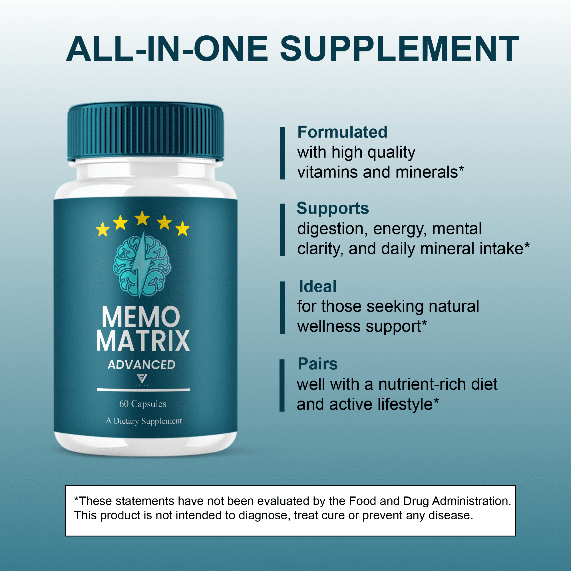 (3 Pack) Memo Matrix Advanced Capsules, Memo Matrix Brain Support (180 Capsules)