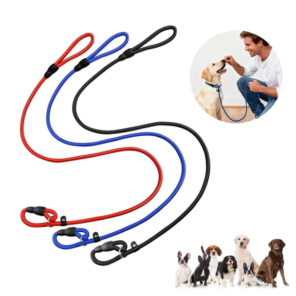 3 Pack Slip Lead Dog Leash, 5 FT x 0.4" Heavy Duty Dog Loop Leash, Comfortable Strong Rope Slip Leash for Large, Medium Dogs