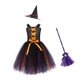 thumbnail image 1 of Disfraz de bruja de Halloween para niños, vestido de tutú de malla de anime con sombrero y escoba, disfraces de cosplay para fiestas infantiles, vestidos para niñas, 1 of 5