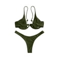thumbnail image 5 of Minjewel Women's Sexy Push Up Underwire Bikini Set, Two Piece Swimsuit with Removable Pads for Support, Halter Neck and High Waist Design for Beach Swimwear,Army Green,M, 5 of 6