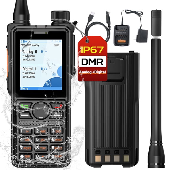 DMR Radios Handheld Analog Digital Walkie Talkies Waterproof IP67 10W High Power Dual Time Slot Portable for Outdoor