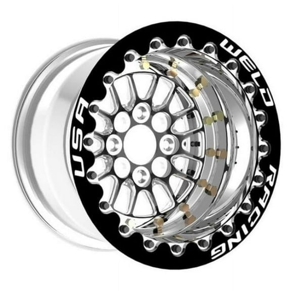 Weld 778B-50715F 15 x 7 in. Tuner Import 4 x 100 mm Bolt Pattern 5 in. Backspace CTR Single Bead Lock MT Wheel, Black