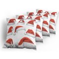 thumbnail image 5 of Ambesonne Christmas Throw Pillow Cover 4 Pack, Santa Hats Pattern, 20", Red and White, 5 of 7