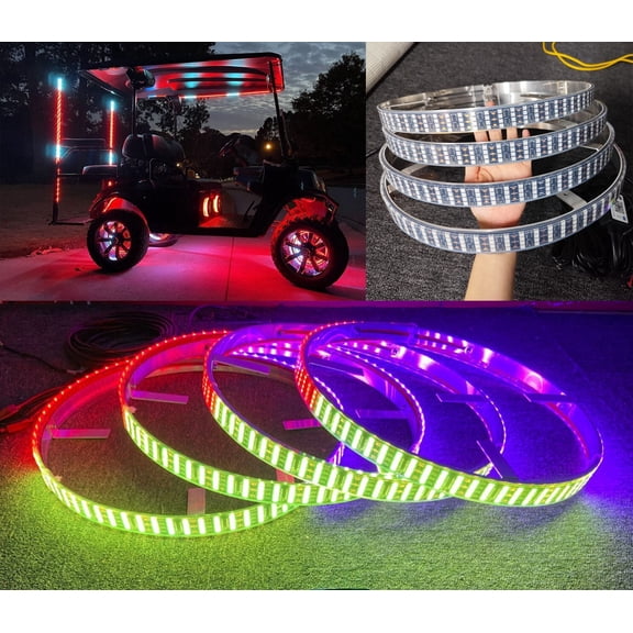 Tzvmnylighting Factory - 15.5" Quad Row 4Rolls Brightest RGB Dream Color CHASING Flow Series Wheel Lights for Vehicle Off-Road Car Truck Tire Rim x4PCS Wheel Well Lighting Bluetooth   Remote Control