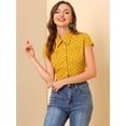 thumbnail image 3 of Camiseta de Manga Corta Unique Bargains Vintage Con Lunares Para Mujer Amarillo S, 3 of 6