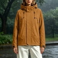 thumbnail image 6 of Waterproof Windbreaker Jacket Women Plus Size Hooded Long Sleeve Solid Color Windproof Casual Adjustable Hem Raincoat Outdoor Mountaineering Parka Jacket, 6 of 8