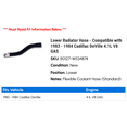 thumbnail image 2 of Lower Radiator Hose - Compatible with 1983 - 1984 Cadillac DeVille 4.1L V8 GAS, 2 of 2