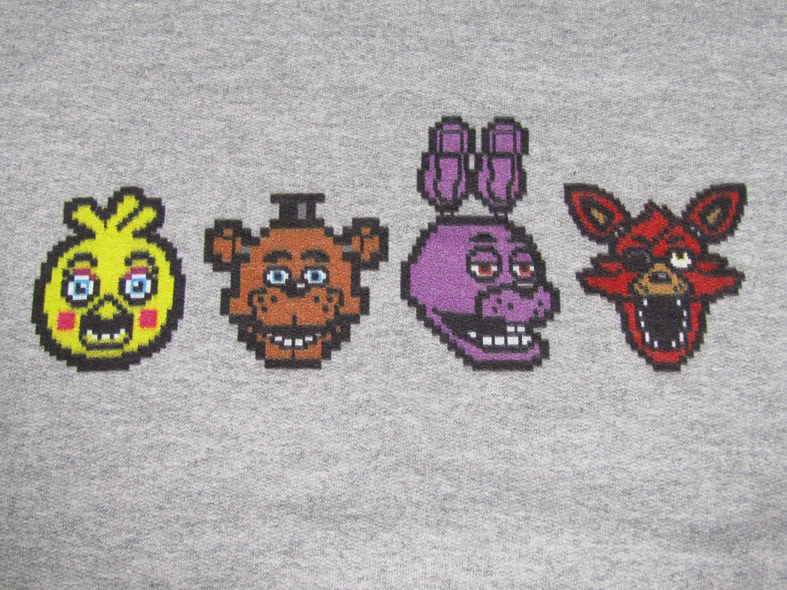 Five Nights At Freddy's Pixel Heads Boy's Athletic Heather Long Sleeve Shirt-Medium