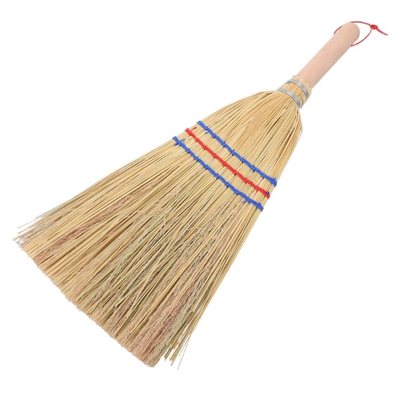 LOLIPPYY Heavy Duty Whisk Broom with Wood Handle for Outdoor Sweeping Leaves, Dust, Dirt, and Debris