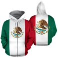 thumbnail image 3 of Sudadera con capucha y cremallera vintage para hombre, con estampado de bandera mexicana, moda urbana, manga larga, jerséis holgados de gran tamaño 2024, 3 of 5