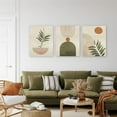 thumbnail image 2 of Green Boho Wall Art Set of 3, Framed Canvas Wall Art Green Polygon Tropical Leaves Abstract Geometric Line Artwork, Mid-Century Modern Wall Prints Poster, Nordic Green Boho Wall Decor for, 2 of 6