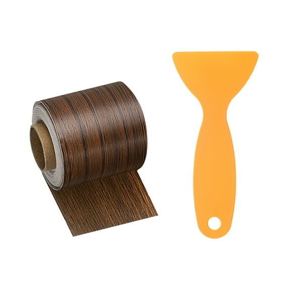 Uxcell Wood Grain Repair Tape 2 Inch x 33ft Self Adhesive Wood Repair Patch Tape Simulated Wood Floor Tape with Plastic Scraper for Tables Doors Windows Furniture, Ebony