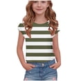 thumbnail image 2 of UQJfacai Girls Striped Shirts Color Block Short Sleeve T-Shirts Kids Summer Casual Crewneck Tunic Basic Tees Tops 5-15 Years, 2 of 7