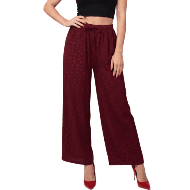 Pantalón Palazzo para Mujer Pantalón Holgado de Cintura Elástica con Jareta