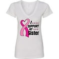 thumbnail image 3 of Inktastic Breast Cancer Awareness I Support My Sister with Pink Ribbon Women's V-Neck T-Shirt, 3 of 5