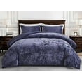 thumbnail image 2 of Chezmoi Collection Lux 3-Piece Purple Velvet Comforter Set King Size, All Season Lush Plush Velvet Bedding Set with Soft Washed Microfiber Reverse, 2 of 9