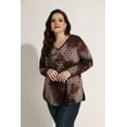 thumbnail image 4 of CASSIE LIZ Plus Size Sweatshirts 5X Long Sleeve Womens Tie Dye Tops Fall V Neck Brown Shirts Fashion Tee Loose Fit Tunics Winter Blouses Casual Slit Hem Pullovers 5XL 26W 28W, 4 of 6