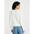 thumbnail image 3 of No Boundaries Cable Crewneck Drop Shoulder Sweater, Midweight, Women's XXS-XXL, 3 of 5