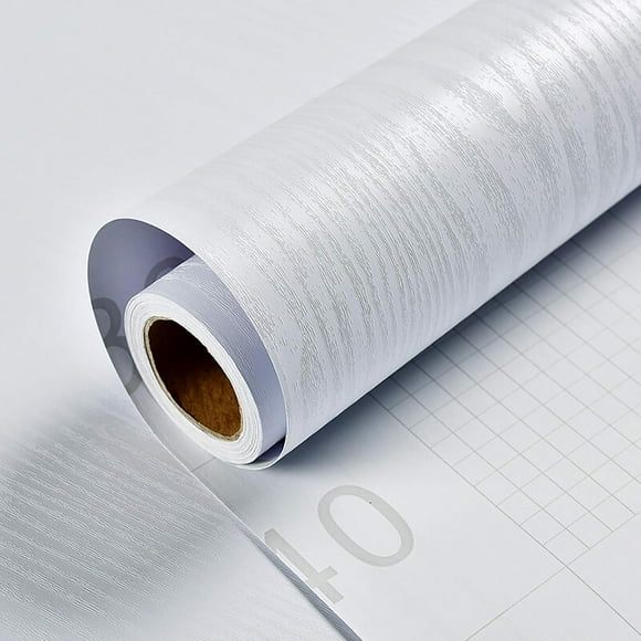 Vinyl White Wood Wallpaper: Peel And Stick For Quick Makeovers, Self-Adhesive Durable Material, Easy To Clean, 40Cm Width By 3 Meters