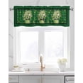 thumbnail image 2 of St. Patrick's Day Linen Curtain Valance for Bedroom/Bathroom/Kitchen/Office/Living/Dining Room Windows,Flower Leaves Vase Green Buffao Lattice Pocket Topper Drapes Decorative Cafe Drapery Panel 60x18, 2 of 6