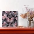 thumbnail image 2 of 7.78in Square Artistic Wall Clock Dual-Purpose Tabletop & Hanging Decor Silent Non-Ticking Clocks for Home Office Pink with Gold Butterfly, 2 of 7