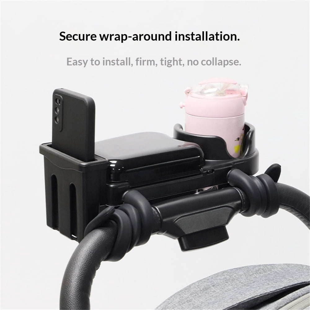 Stroller Snack Tray Universal,3 in 1 Stable Anti-Slip Stroller Cup Holder Attachment,Stroller Travel Accessories for Walker, Wheelchair,Bike, Scooter