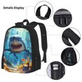 thumbnail image 3 of Pofeuu Colorful Underwater Shark Print Backpack Travel Backpacks With Lunch Bag Pencil Bag Set 3 pcs Set Cartoon Backpack, 3 of 7