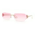 thumbnail image 2 of Womens Rimless Rectangle Serpent Jewel Hinge Metal Rim Sunglasses Gold - Pink, 2 of 6