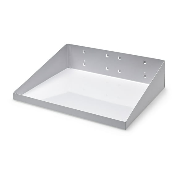 Triton Products® 12"W x 10"D White Epoxy Powder Coated LocBoard Steel Shelf with 6 Holes for Garment Hangers