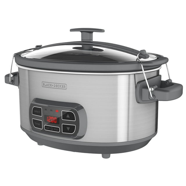 BLACK+DECKER® Digital Slow Cooker, 7 Quart Capacity, Three Heat Settings, Stainless Steel