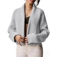 thumbnail image 3 of Cárdigan Corto para Mujer con Chal Abierto Al Frente, Chaqueta de Suéter de Larga de Moda de Otoño 2025 Gris Oscuro L, 3 of 8