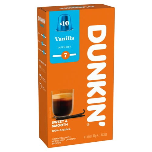 Dunkin Vanilla Nespresso Compatible Coffee Pods, 10 pods per pack, British Import (Pack of 3)
