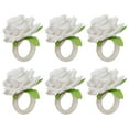 thumbnail image 4 of QualitChoice 6 Pieces Artificial Flower Napkin Ring Portable Removable Reusable Towel Ornamental Rings Ceremony Romantic Decor White 5Set, 4 of 6