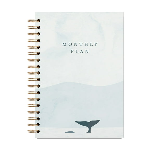 Mefallenssiah Plan Book en Anglais,-Border Coil Planning Book avec des Pages Séparées, Carnet de Plan Mensuel Créatif