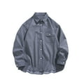 thumbnail image 2 of Blusa y camisa de manga larga con cuello vuelto para hombre, color liso, con botones y cuello vuelto, cárdigan de manga larga, blusa de poliéster para hombre, 2 of 5