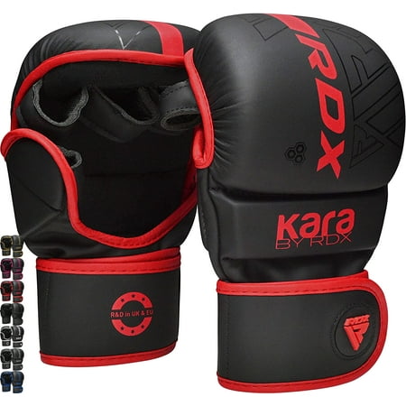 RDX MMA Boxing Grappling Gloves Muay Thai Sparring Kickboxing KARA Matte Red, S/M