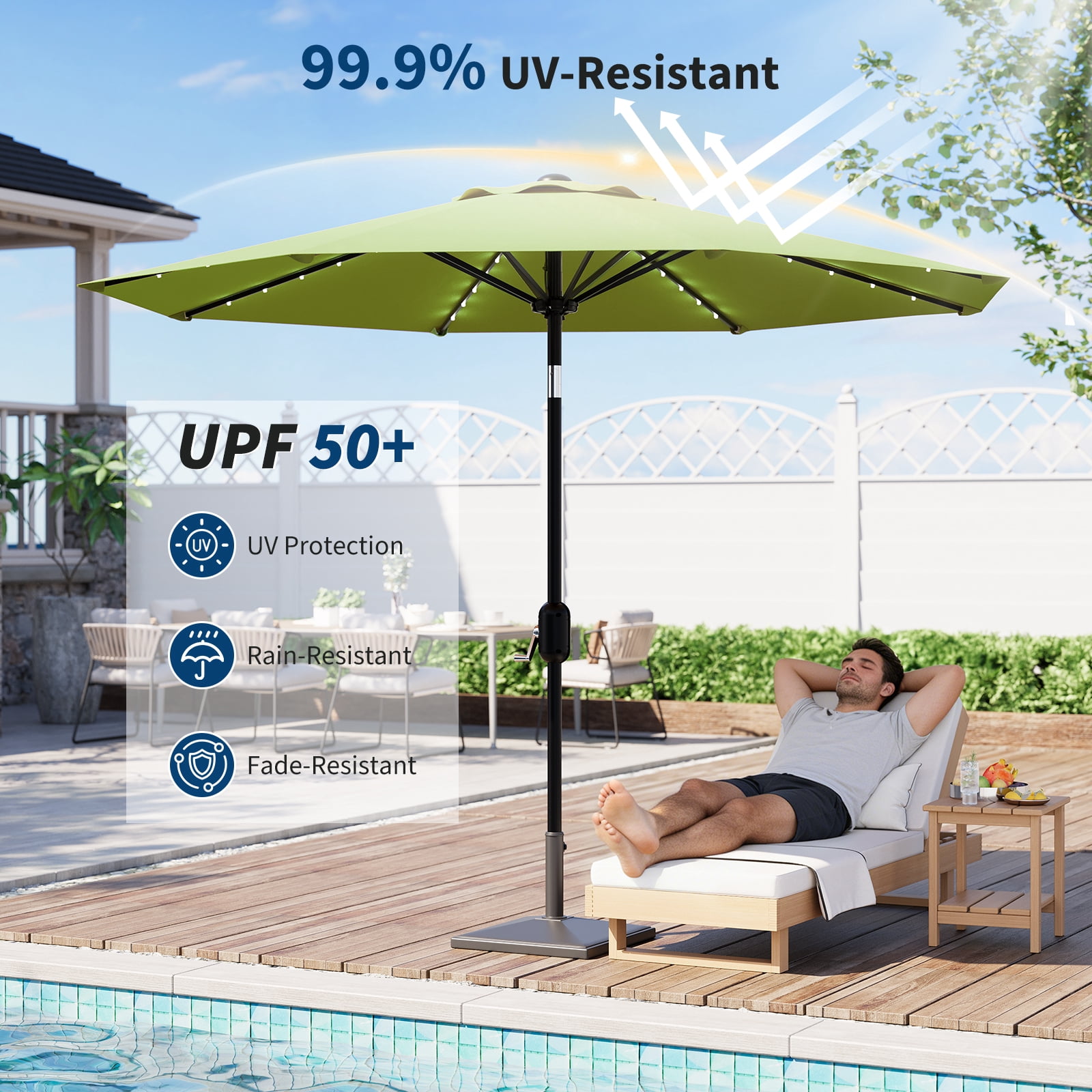 GOGRANT 98.4 in Multicolor Rectangle Market Patio Umbrellas, Fade Resistant