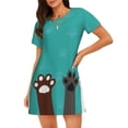 thumbnail image 1 of Disketp Cute Cat Paw And Dog para Camisón Corto de Manga Corta para Mujeres, Camisón Cómodo con Escote Redondo, Bonito y Confortable, 1 of 6