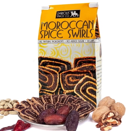 Darious Snack Co Vegan Moroccan Spice Date Swirls for Coffee & Tea Treat, Delicious Breakfast Cookies, Slightly Sweet And Savory, All Natural Ingredients, Holiday Food Gifts, 6 oz Bag