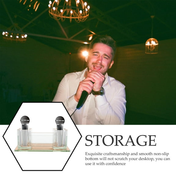 MLINS Elegant Microphone Desk Stand Ktv Karaoke Acrylic Storage Holder Ideal For Events And Parties