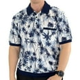 thumbnail image 1 of Classic by Palmland Blue Palm Short Sleeve Polo Shirt with Pocket, 1 of 2