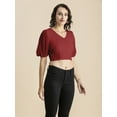 thumbnail image 2 of Moomaya Womens Solid Crop Top, V Neck Puff Sleeves Casual Summer Blouse, 2 of 8